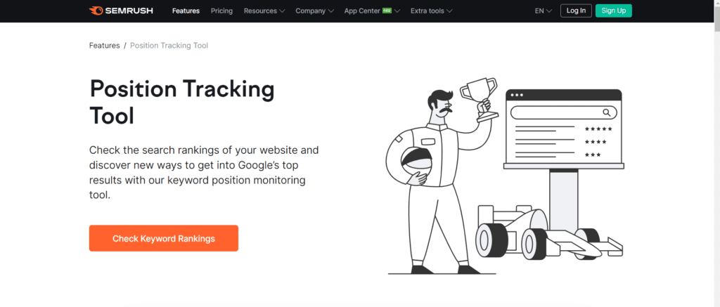 Landip page of Semrush Position Tracking Tool 