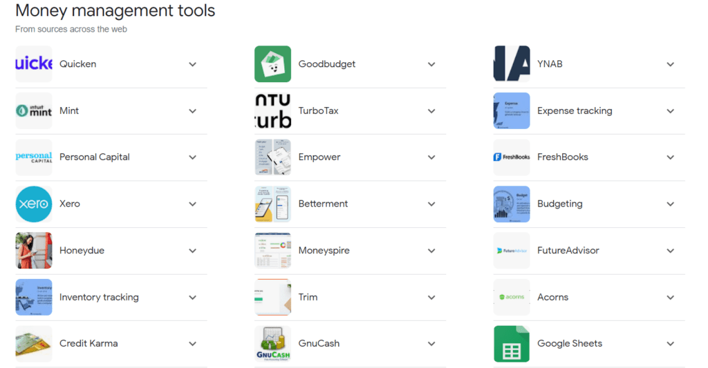 Money management tools search result 